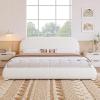 Christopher Knight Home Umti King Bed Frame and Headboard, Velvet Fabric Upholstered King Size Bed Frame, Curve-Shaped Design Headboards, Modern Design Bed Set, Easy Assembly, Heavy Duty, Green(Cream)
