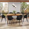 Christopher Knight Home Vales 7-Piece Patio Dining Table Sets with Umbrella Hole, 63” Table and Chairs Set for 6 People, Acacia Wood Table Plastic Chairs for Lawn Backyard Garden Deck, Black+Teak(Black+teak)