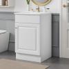 Christopher Knight Home Vanes Wood Frame 20″ Bathroom Vanity with Ceramic Sink, Cabinet with Soft-Closing Door Shelf and Adjustable Shelf, Open Back, Metal Hardware, Storage/Organizer, Green(White)