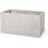 Christopher Knight Home Vanessa Outdoor Modern Medium Cast Stone Rectangular Planter, Black, 15.75 D x 31.25 W x 16.00 H(White)