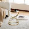 Christopher Knight Home Vevia 15.75″ Metal Frame End Table, Hourglass Accent Side Table, Round Glass Top, Chic Home Decoration, Small Coffee Cornor Tables for Living Room Bedroom, Black+Gold(Black+gold)