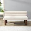 Christopher Knight Home Wally Boucle Upholstered Dining Bench, Modern Large Dining Room Chair, Entryway Ottoman Bench, Bedroom End of Bed Seating, Armless Desing and Wooden Frame, Light Gray+Natural(Milky White+brown)