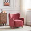 Christopher Knight Home Wingback Accent Chair, Fabric Club Chair, Upholstered Armchair, Curved Backrest Single Sofa, Soft Cushion Seating, Lounge Seat for Living Room Reading Home Rest, Off White(Smoky Red)