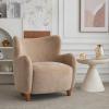 Christopher Knight Home Wingback Accent Chair, Fabric Club Chair, Upholstered Armchair, Curved Backrest Single Sofa, Soft Cushion Seating, Lounge Seat for Living Room Reading Home Rest, Off White(Camel)