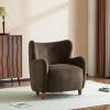 Christopher Knight Home Wingback Accent Chair, Fabric Club Chair, Upholstered Armchair, Curved Backrest Single Sofa, Soft Cushion Seating, Lounge Seat for Living Room Reading Home Rest, Off White(Brown)