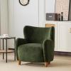 Christopher Knight Home Wingback Accent Chair, Fabric Club Chair, Upholstered Armchair, Curved Backrest Single Sofa, Soft Cushion Seating, Lounge Seat for Living Room Reading Home Rest, Off White(Olive Green)