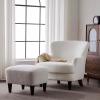 Christopher Knight Home Winnie Accent Chair and Ottoman Set, Living Room/Bedroom Wooden Comfy Reading Chair with Footrest Stool, Boucle Upholstered Wingback Single Sofa, Brown(White+brown)
