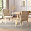 Christopher Knight Home Yone Dining Chairs Set of 2, Modern Dining Chair with Fabric Upholstery, Rubberwood Frame Kitchen Chairs with Cane Webbing, Extra Seat for Dining Room, Beige + Brown(Beige + Natural Brown)