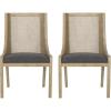 Christopher Knight Home Yone Dining Chairs Set of 2, Modern Dining Chair with Fabric Upholstery, Rubberwood Frame Kitchen Chairs with Cane Webbing, Extra Seat for Dining Room, Beige + Brown(Charcoal + Natural Brown)