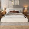 Christopher Knight Home Zonie Linen Upholstered King Size Bed Frame with Headboard, Modern King Bed Frame and Headboard, Solid Wood King Platform Bed Frame, No Box Spring Needed, Easy Assembly, Beige