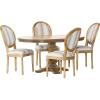 Dored 5 Piece Dining Set – Gray Stripe/White Print/Natural