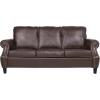 Dowd 3 Seater Sofa with Nailhead Trim – Faux Leather – Dark Brown(Dark Brown)