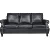 Dowd 3 Seater Sofa with Nailhead Trim – Faux Leather – Dark Brown(Midnight Black + Dark Brown)