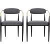 Elmore Upholstered Dining Chairs – Iron – Beige/Black/Gold (Set of 2)(Charcoal + Black + Gold)