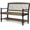 Great Deal Furniture Christopher Knight Home Daphne Outdoor Acacia Wood Bench with Shelf, Gray and Black Finish