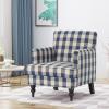 Great Deal Furniture Eve Tufted Fabric Club Chair, Green Checkerboard, 32D x 28.75W x 34.5H in(Blue Checkerboard  Dark Brown)