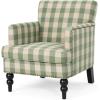 Great Deal Furniture Eve Tufted Fabric Club Chair, Green Checkerboard, 32D x 28.75W x 34.5H in(Green Checkerboard  Dark Brown)