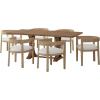 Hudson 7 Piece Dining Set – Fabric and Wood – Light Ash/Almond