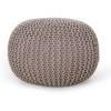 Nahunta Knitted Round Pouf – Cotton – Navy(Brown)