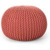 Nahunta Knitted Round Pouf – Cotton – Navy(Coral)