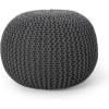 Nahunta Knitted Round Pouf – Cotton – Navy(Grey)