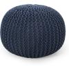 Nahunta Knitted Round Pouf – Cotton – Navy(Navy Blue)