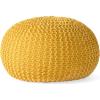 Nahunta Knitted Round Pouf – Cotton – Navy(Yellow)