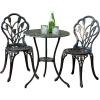 Nassau Cast Aluminum Outdoor Bistro Furniture Set, Brown, 23 by 23 by 26