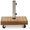 Ralph Outdoor 49lb Square Umbrella Base – Acacia Wood and Stainless Steel – Teak