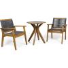 Tracy Outdoor Acacia Wood Bistro Set, Teak and Dark Gray