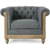 VOLL Tufted Club Chair with Nailhead Trim – Charcoal/Dark Brown