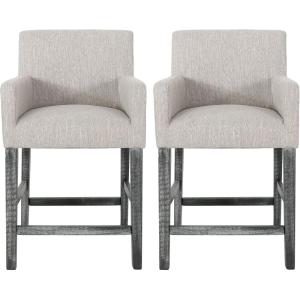 Armga Upholstered 26 inch Counter Stools – Light Gray/Gray (Set of 2)