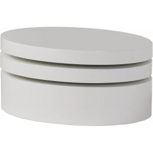 Christopher Knight Home 295367 Small Oval Mod Rotatable Coffee Table, Glossy White(White  Hi-gloss)