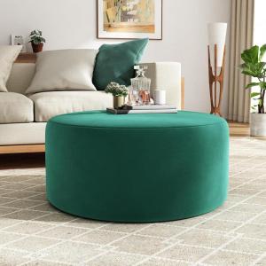 Christopher Knight Home 30″ Ottoman Foot Stool Round,Velvet Pouf Footstool Ottoman Seat,Modern Side Table for Living Room Bedroom Home Decor,Cream(Green)