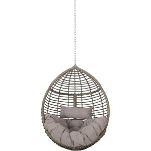 Christopher Knight Home 313493 Patrick Outdoor/Indoor Wicker Hanging Chair with 8 Foot Chain (NO Stand), Gray(Grey)