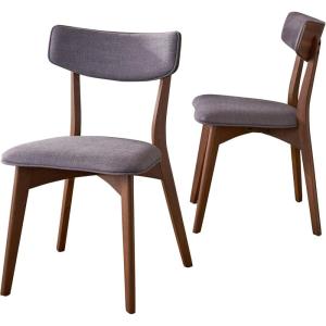 Christopher Knight Home Abrielle Mid-Century Modern Dining Chairs with Rubberwood Frame, 2-Pcs Set, Light Beige / Natural Walnut(Dark Grey / Natural Walnut abrielle)