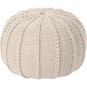 Christopher Knight Home Agatha Knitted Cotton Pouf, Beige Small(Beige)