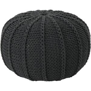 Christopher Knight Home Agatha Knitted Cotton Pouf, Beige Small(Dark Grey)