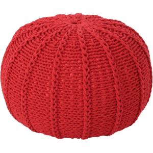 Christopher Knight Home Agatha Knitted Cotton Pouf, Beige Small(Red)