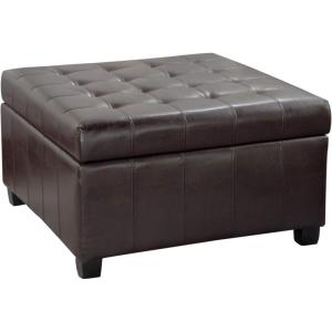 Christopher Knight Home Alexandria Bonded Leather Storage Ottoman, Marbled Brown , 31” x 31”x 18.6”