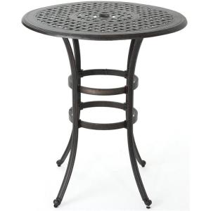 Christopher Knight Home Alfresco Outdoor 37″ Cast Aluminum Round Bar Table, Bronze