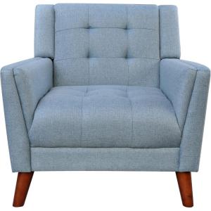 Christopher Knight Home Alisa Mid Century Modern Fabric Arm Chair, Blue and Walnut(Solid)