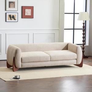 Christopher Knight Home Almab 82 Inches Sofa Couch, Cozy Boucle Upholstered 3-Seater Sofa, Wood Frame Couch, Comfy Couches for Living Room and Office, Modern Sofa, Lounge Seating, Almond(Almond)
