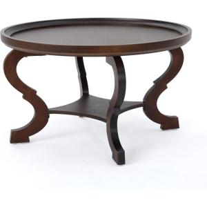 Christopher Knight Home Althea Faux Wood Circular Coffee Table, Dark Walnut
