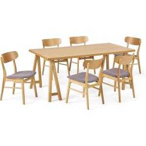 Christopher Knight Home Anthony Mid-Century Modern 7 Piece Dining Set, Light Beige and Natural Oak(Natural Oak + Dark Gray)