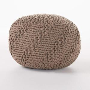 Christopher Knight Home Aria Outdoor Fabric Weave Pouf, Light Brown