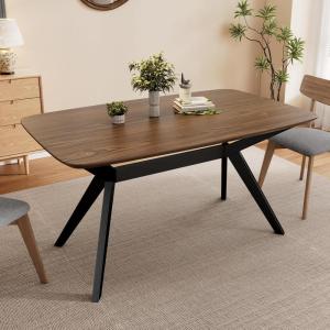 Christopher Knight Home Arley Modern Wooden Dining Table, Solid Wood Rectangular Dining Room Table for 4 People, Sturdy and Space Saving Kitchen Table, Walnut Brown + Black