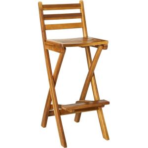 Christopher Knight Home Atlantic Outdoor Foldable Wood Barstool, 31″, Natural Wood(Cream)