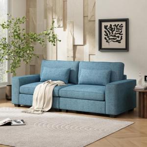 Christopher Knight Home Bacho Cozy Loveseat Sofa, Floor Sofa Chair, 2 Seater Couch with Armrest, Loveseat for Reading, Modern Design Soft Upholstered Loveseat for Living Room, Home Rest, Blue(Blue)