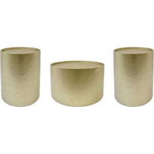 Christopher Knight Home Braeburn Modern Round 3 Piece Iron Accent and Coffee Table Set, Gold